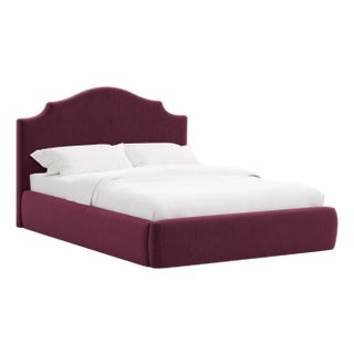 Tori Platform Bed in Raisin Slub Velvet, California King For Sale
