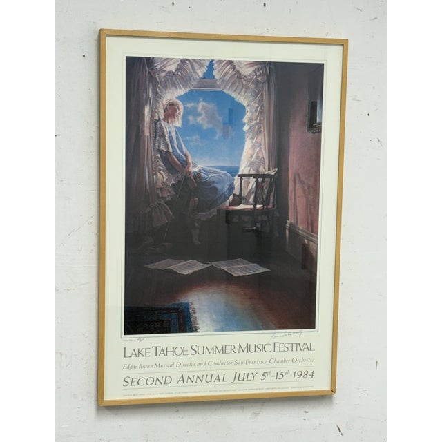 Design Plus Gallery presents a Vintage 1984 Lake Tahoe Summer Music Festival Framed Print. This is a promotional artwork...