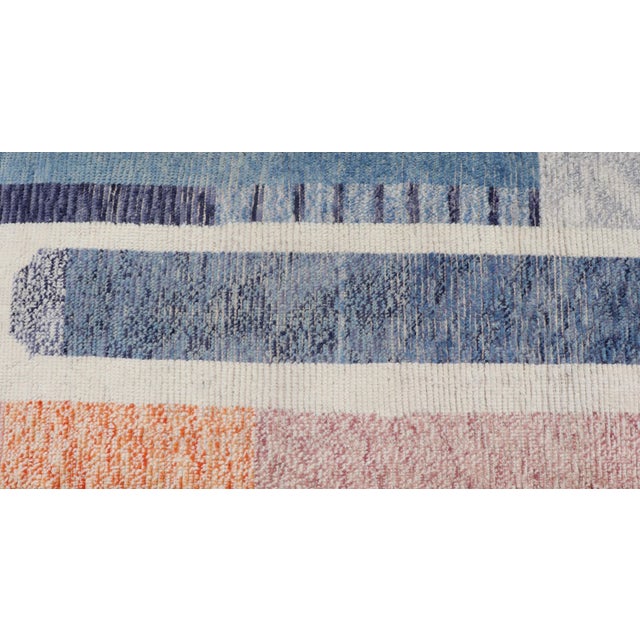 Modern Casual Hand Knotted Piled Runner in Color and Minimalist Modern Design 2'9 X 12'3 For Sale In Atlanta - Image 6 of 10