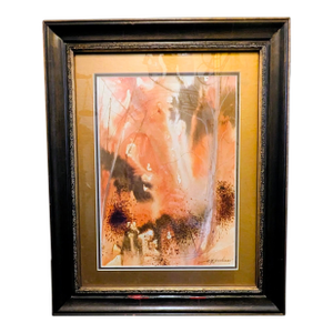 Vintage Original Surrealist Watercolor: Signed C. M. Scudiero