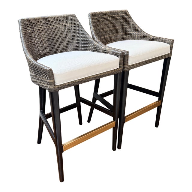 Pair Palecek Vincent Barstools For Sale