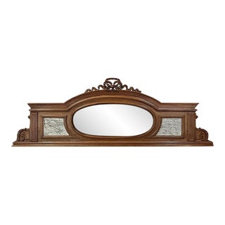 Antique French Louis XVI Walnut Wall Panel With Mirror & Marble Insets For Sale