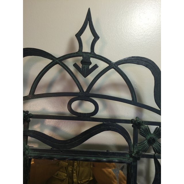 Ebony Antique French Art Nouveau (Circa 1895-1910)Wrought Iron Hall Console With Mirror Attributed to Edgar Brandt For Sale - Image 8 of 12