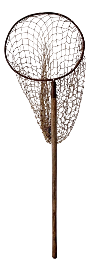 Antique Fish Net With Wood Handle