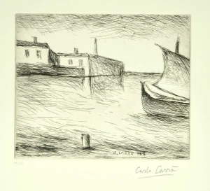 Seascape - Original Etching by Carlo Carrà - 1964 1924