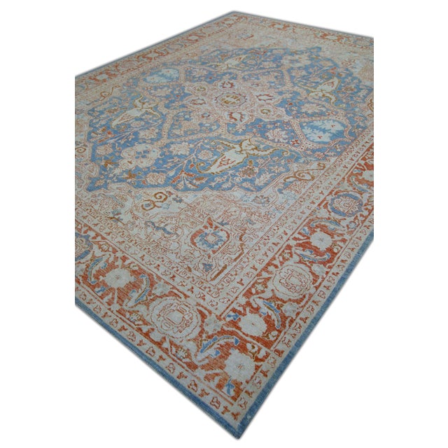 Oriental Hand Knotted Rug Turkish Antique Look Oushak 9'4" x 12'1" For Sale - Image 4 of 5