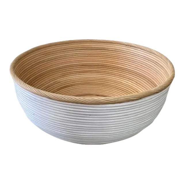 Large White and Natural Rattan Center Piece For Sale