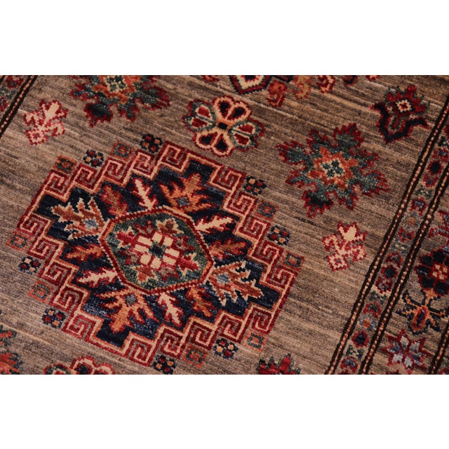 Southwestern Super Kazak Gray Wool Runner Rug- 2'6'' X 9'6'' For Sale In New York - Image 6 of 10