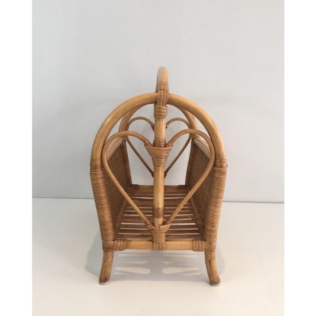 Mid-Century Modern 1970s Rattan Magazine Rack For Sale - Image 3 of 8