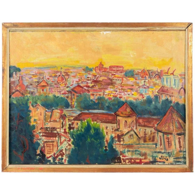 1970s Sirio Pellegrini, View of Rome, Oil Painting, 1970 For Sale - Image 5 of 5