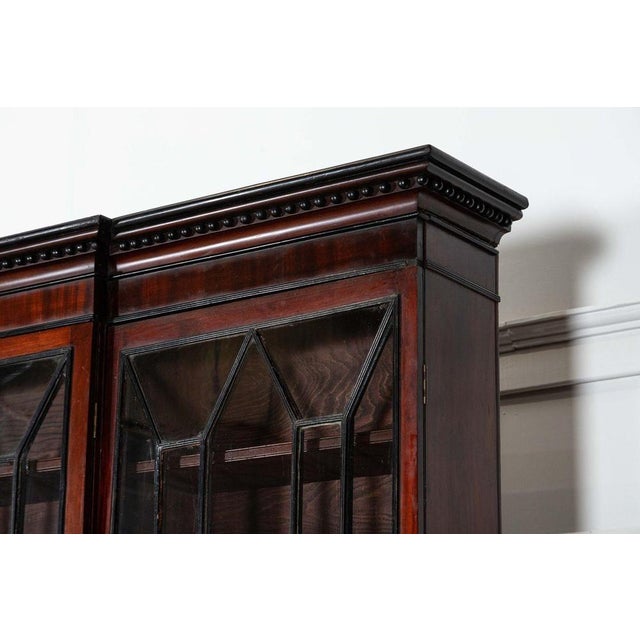 Irish Georgian Ebonised Mahogany and Astral Glazed Breakfront Bookcase, 1790s For Sale - Image 10 of 16