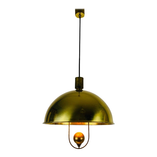 Polished Brass Pendant Lamp by Florian Schulz, 1970s, Germany For Sale