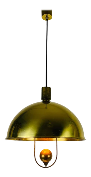 Polished Brass Pendant Lamp by Florian Schulz, 1970s, Germany