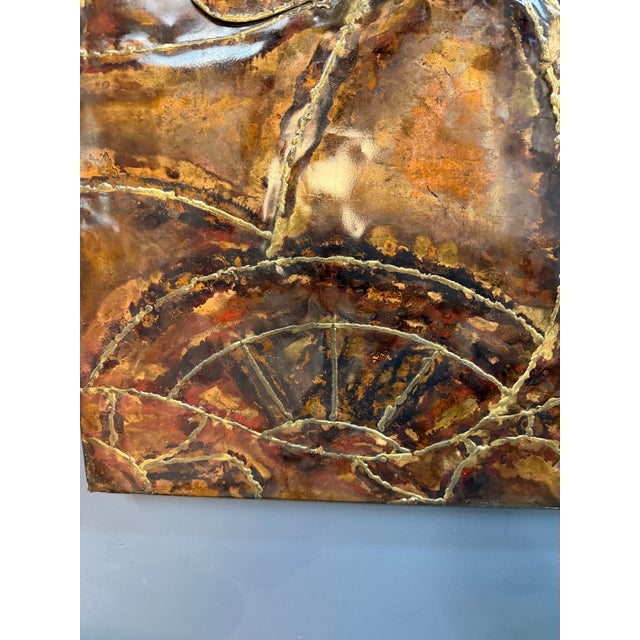 Vincent Payez Signed 1967 Torch Copper Wall Art, Brutalist Floral Repoussé Panel For Sale - Image 12 of 13