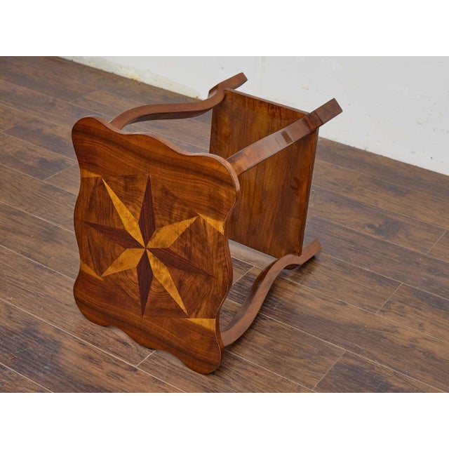 Mid 19th Century Austrian Biedermeier 19th Century Walnut Side Table With Star Marquetry Top For Sale - Image 5 of 11