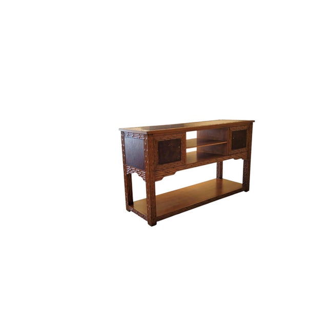 1980s 1980s Spanish Revival Hand-Gouged Wood Media Console Credenza With Shelf For Sale - Image 5 of 11