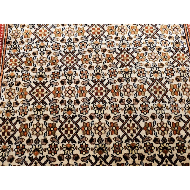 Vintage Persian Qum Area Rug, Hand-Knotted Silk, Herati Medallion Pattern, Ivory & Red, 4x6 For Sale - Image 14 of 16