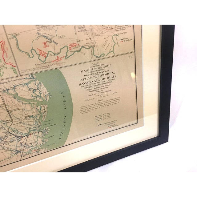 Civil War Surveyors Maps of Sherman's March to the Sea & Vicinities Framed Pair For Sale - Image 12 of 14