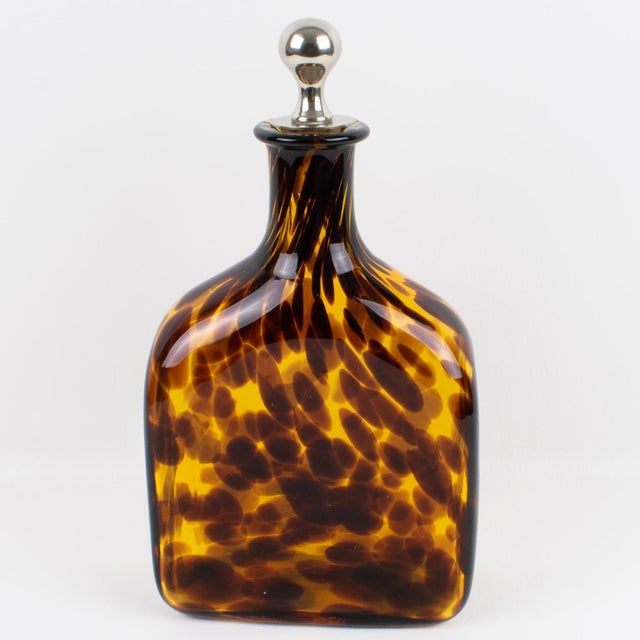 Empoli Christian Dior Home Tortoiseshell Glass Barware Pitcher and Decanter, circa 1960 For Sale - Image 4 of 18