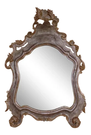 Mid-Century Italian Palazzo Silver Leaf Cartouche Mirror