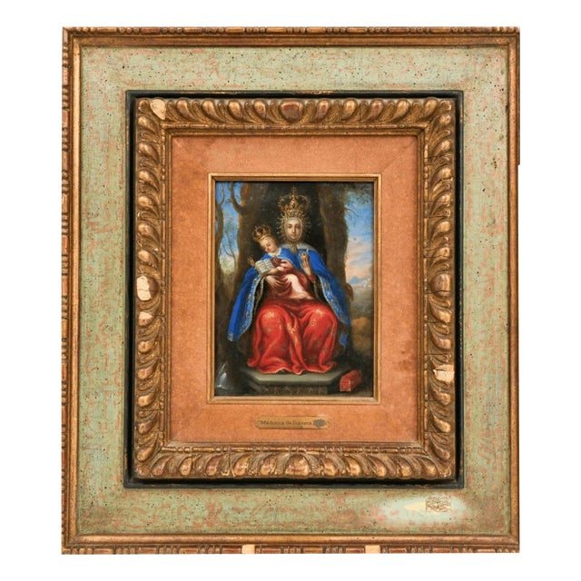 Spanish Artist, Our Lady of Valvanera, Oil on Copper, 17th Century, Framed For Sale