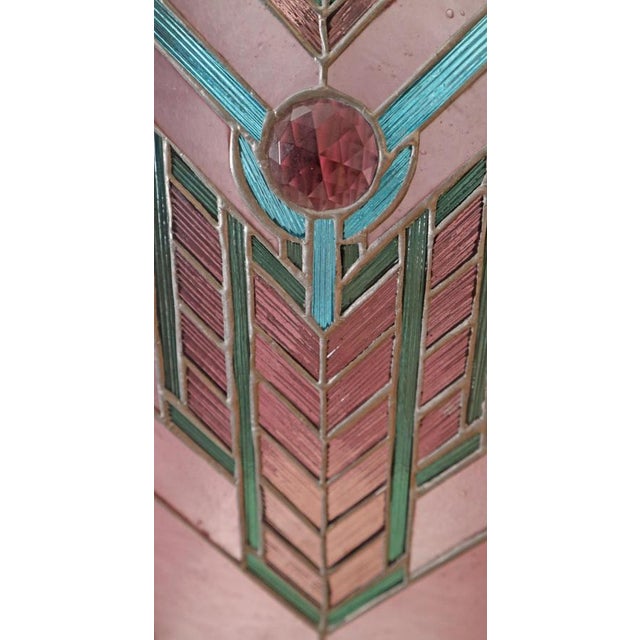 Metal Art Deco Ruby Glass Lantern in the style of Tiffany & Co., 1990s For Sale - Image 7 of 16