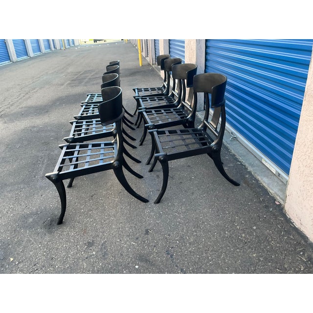 Metal Modern Mid-Century Style Klismos Patio Dining Chairs - 8 For Sale - Image 7 of 16