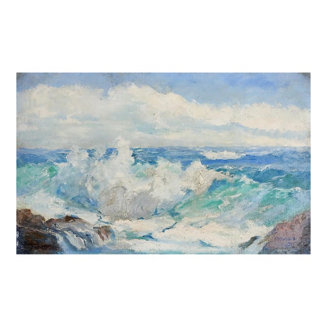 Vintage Mid 20th Century California Impressionist Seascape Painting For Sale