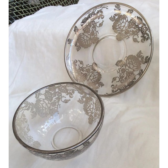 Sterling Silver Overlay Bowl and Saucer For Sale - Image 4 of 6