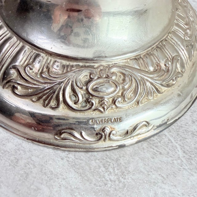 Metal Vintage Silver Plated 5-Arm Candleabra, Art Nouveau For Sale - Image 7 of 10
