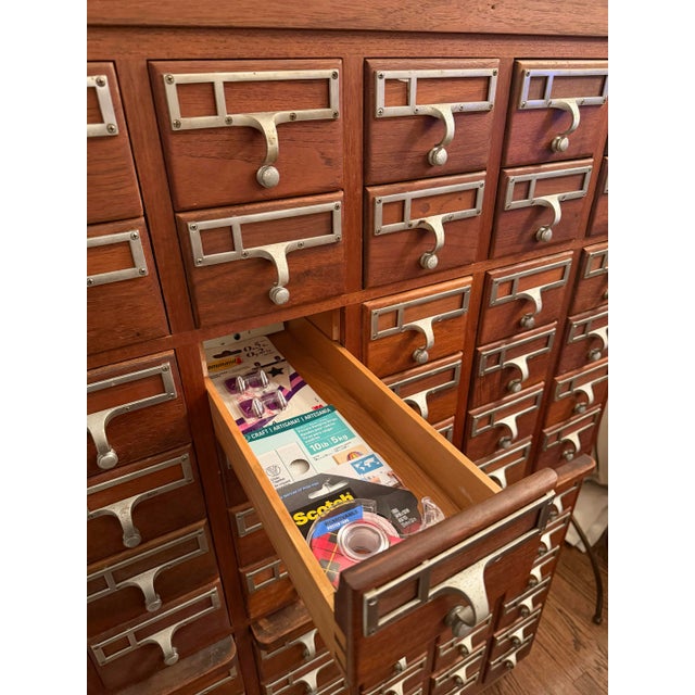 Vintage Library Card Catalog Cabinet For Sale - Image 4 of 4