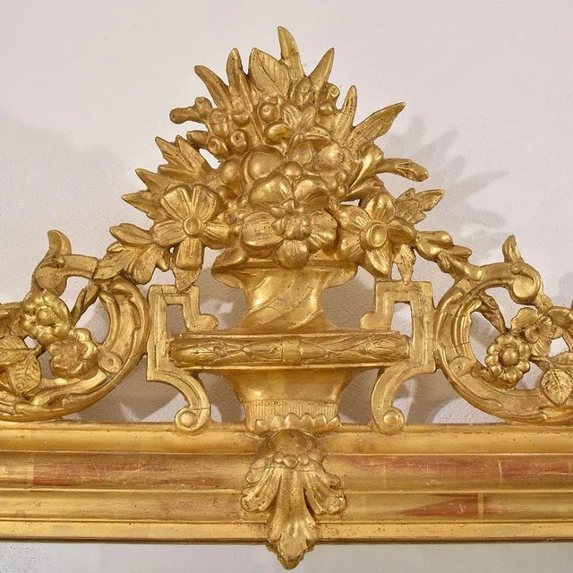 Antique Louis Philippe Rectangular Gold Leaf Mirror, 19th Century For Sale - Image 6 of 10