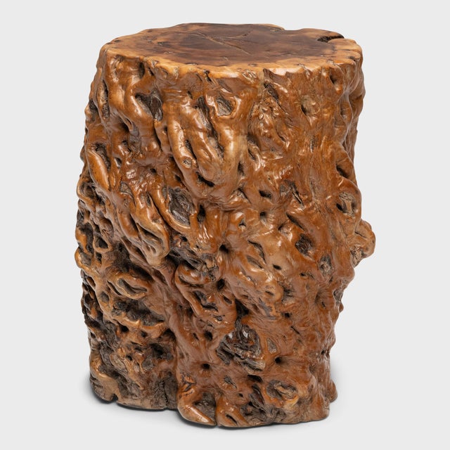 Contemporary Chinese Burlwood Side Table For Sale - Image 3 of 6