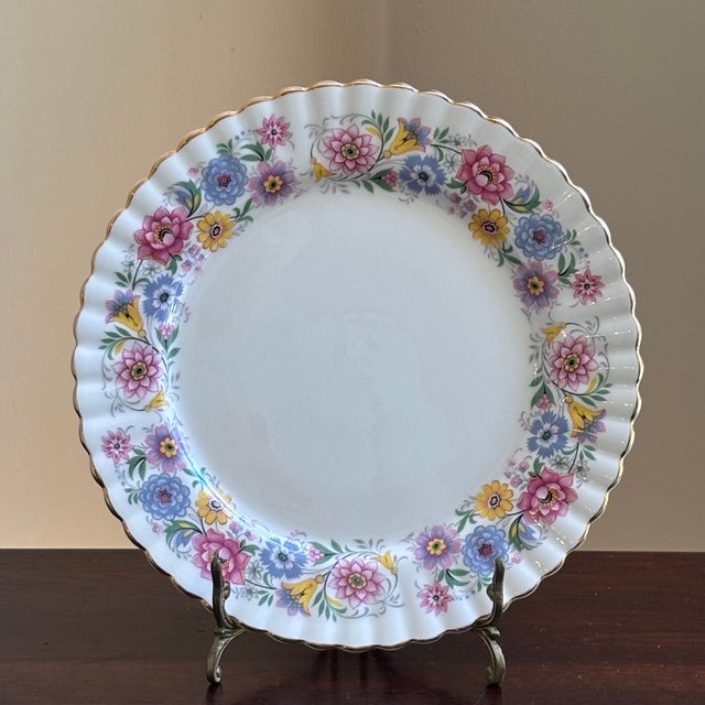 Shabby Chic Vintage English Bone China Decorative Dessert Plate For Sale - Image 3 of 13
