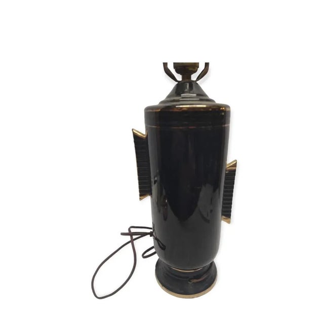 Hollywood Regency Mid Century Hollywood Regency Lamp Black & Gold For Sale - Image 3 of 5