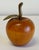 Vintage carved wood apple with a brass stem. Perfect as decorative accessory or paper weight. Age wear. Patina to brass.