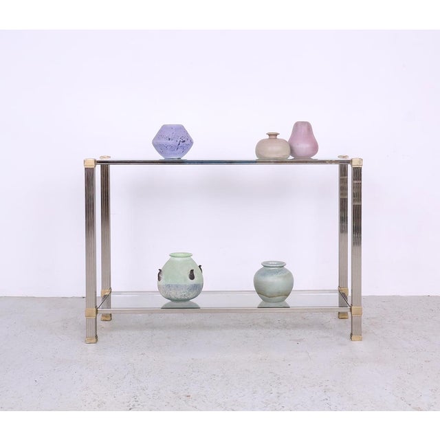 Pierre Vandel Vintage Glass and Metal Console Table by Pierre Vandel, 1970s For Sale - Image 4 of 12