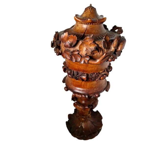 Early 19th Century Carved Wood Cup With Lid Circa 1800 For Sale - Image 5 of 12