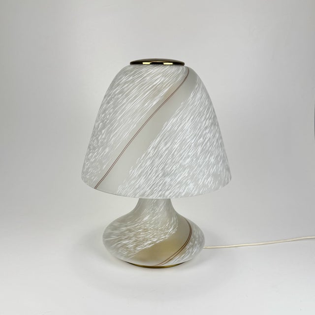 Large Vetri Murano Mushroom Table Lamp, 1980s, in Very Good conditions. Designed 1980 to 1989 This piece has an...