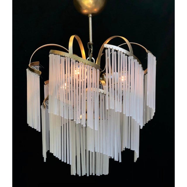 1980s Italian Murano White Milk Glass Waterfall Chandelier For Sale - Image 10 of 10