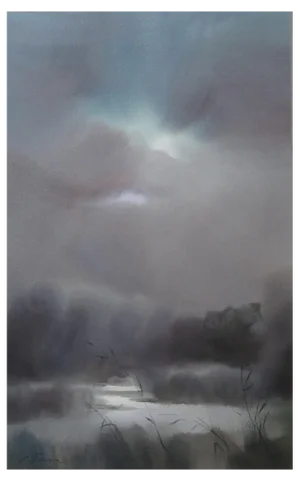 Zigmunds Snore, Twilight on the River, 2019, Watercolor on Paper