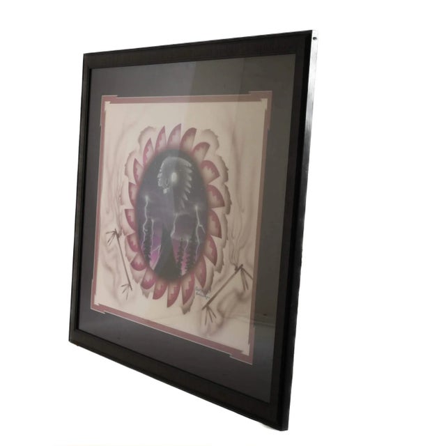 Late 20th Century Framed Signed Robert Redbird Jr. Mixed Media Print For Sale - Image 5 of 10