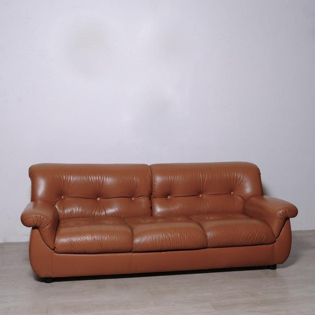 Italian Three-Seater Leather Sofa, 1970s For Sale - Image 4 of 18