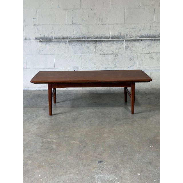 Brown Teak Extendable Rectangular Coffee Table With Two Leaves Vintage Mid-Century Modern 1960s For Sale - Image 8 of 10