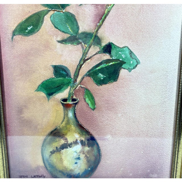 1997 Original Signed Steve LeBailly Botanical Watercolor – "Single Rose" For Sale - Image 4 of 7