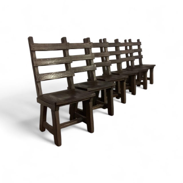 Brutalist Brutalist Oak Dining Chairs, 1970s, Set of 6 For Sale - Image 3 of 9