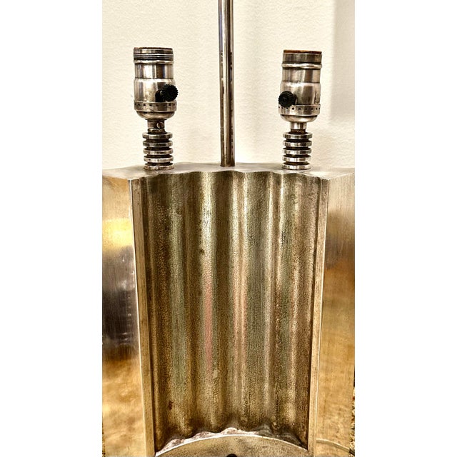 Silver 1930s Art Deco Silver Plated Table Lamp For Sale - Image 8 of 9