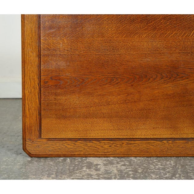 Large Vintage Oak Coffee Table with Grain Oak Top and H Frame For Sale - Image 15 of 16