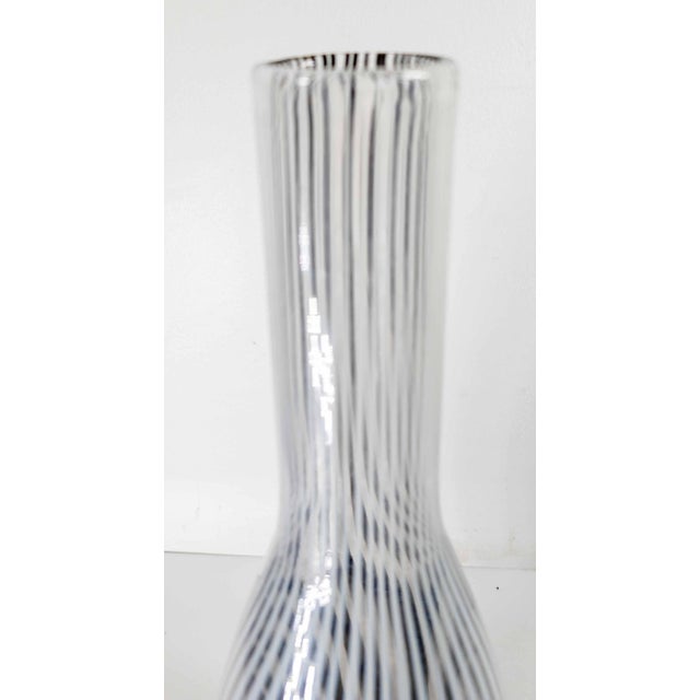 Mid-Century Modern Italian Murano Black and White Art Glass Bottle Vase For Sale - Image 10 of 16