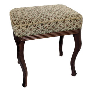 Louis Style Wooden Ottoman with Floral Pattern For Sale
